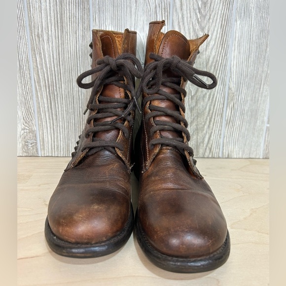 Bed Stu Cobbler Series Studded Distressed Brown Leather Lace-Up Boots Size 8.5 - Picture 2 of 15
